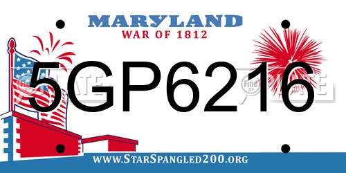 5GP6216 Maryland License Plate
