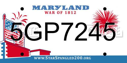 5GP7245 Maryland License Plate