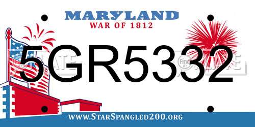 5GR5332 Maryland License Plate