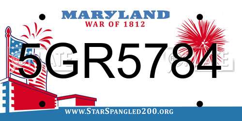 5GR5784 Maryland License Plate
