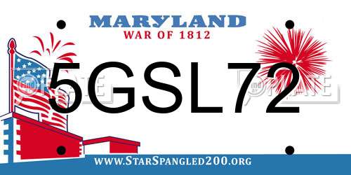 5GSL72 Maryland License Plate