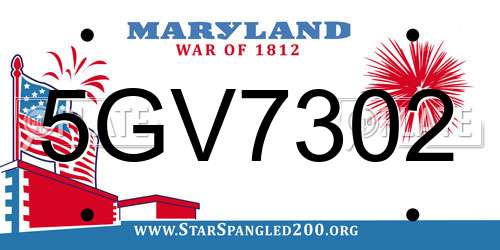 5GV7302 Maryland License Plate