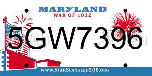 5GW7396 Maryland License Plate