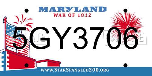 5GY3706 Maryland License Plate