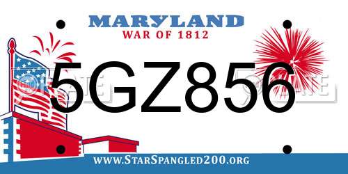 5GZ856 Maryland License Plate