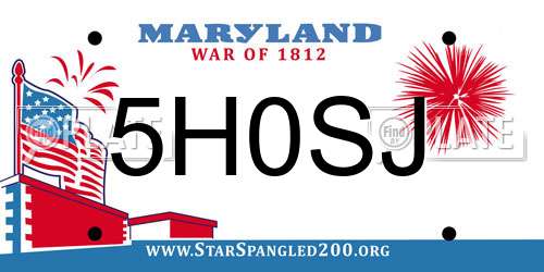 5H0SJ Maryland License Plate