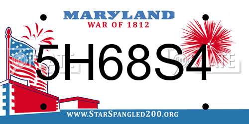 5H68S4 Maryland License Plate