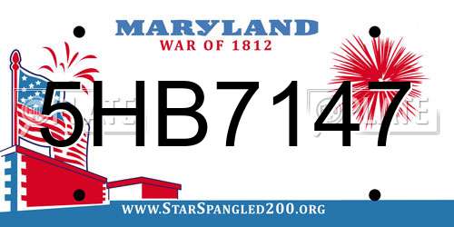 5HB7147 Maryland License Plate