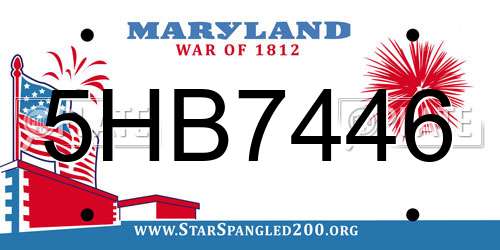 5HB7446 Maryland License Plate
