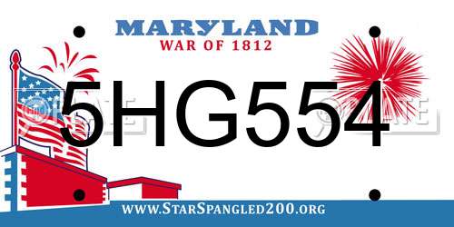 5HG554 Maryland License Plate