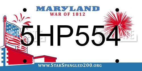 5HP554 Maryland License Plate
