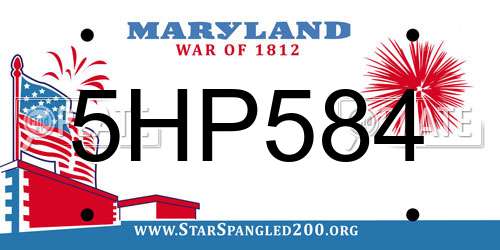 5HP584 Maryland License Plate