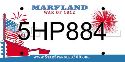 5HP884 Maryland License Plate