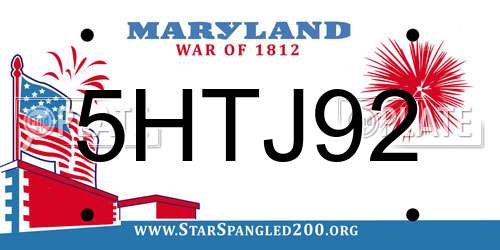 5HTJ92 Maryland License Plate
