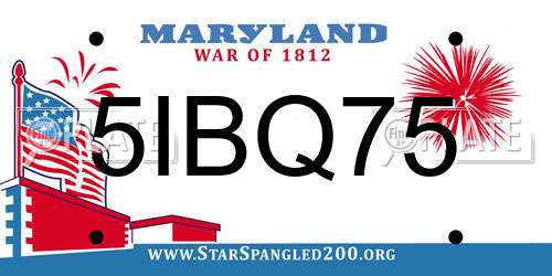 5IBQ75 Maryland License Plate