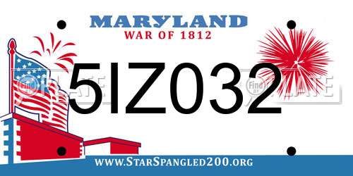 5IZ032 Maryland License Plate