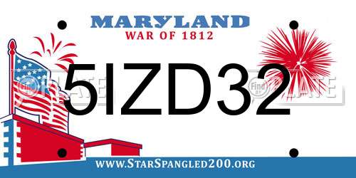 5IZD32 Maryland License Plate