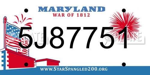 5J87751 Maryland License Plate