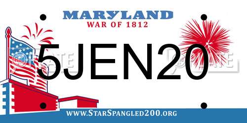 5JEN20 Maryland License Plate
