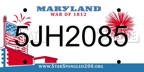 5JH2085 Maryland License Plate