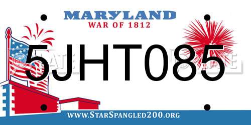 5JHT085 Maryland License Plate