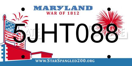 5JHT088 Maryland License Plate