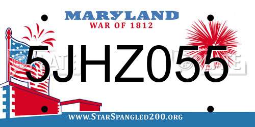5JHZ055 Maryland License Plate