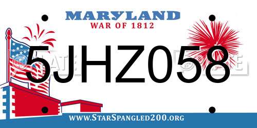 5JHZ058 Maryland License Plate