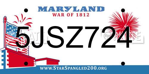 5JSZ724 Maryland License Plate
