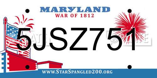 5JSZ751 Maryland License Plate