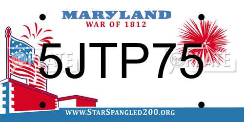 5JTP75 Maryland License Plate