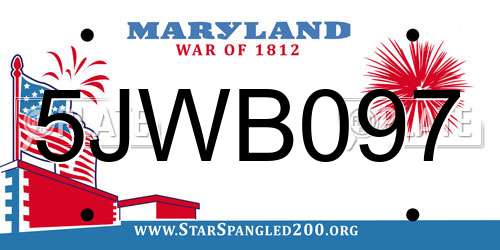 5JWB097 Maryland License Plate