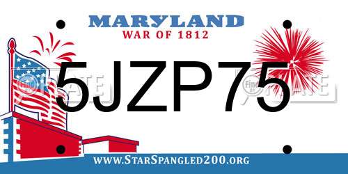 5JZP75 Maryland License Plate