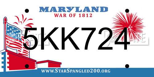 5KK724 Maryland License Plate