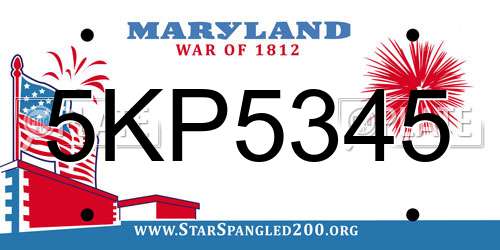5KP5345 Maryland License Plate