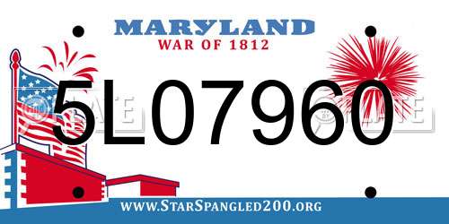 5L07960 Maryland License Plate