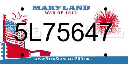 5L75647 Maryland License Plate