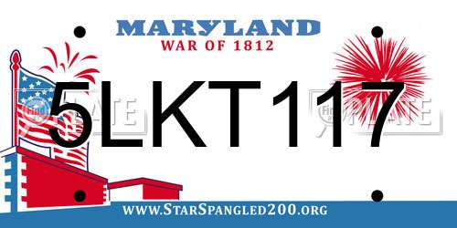 5LKT117 Maryland License Plate