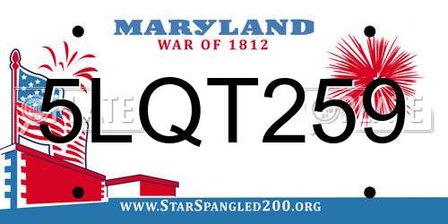 5LQT259 Maryland License Plate