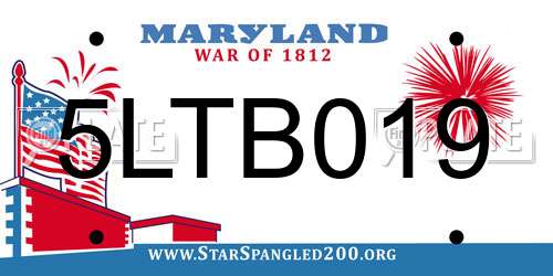 5LTB019 Maryland License Plate