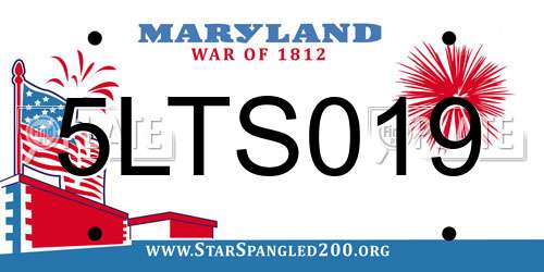 5LTS019 Maryland License Plate