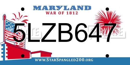 5LZB647 Maryland License Plate