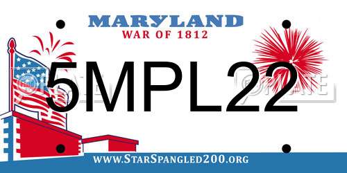 5MPL22 Maryland License Plate