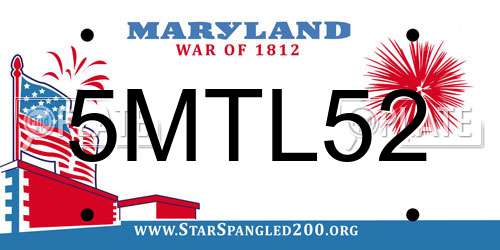 5MTL52 Maryland License Plate