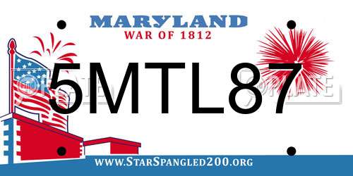 5MTL87 Maryland License Plate
