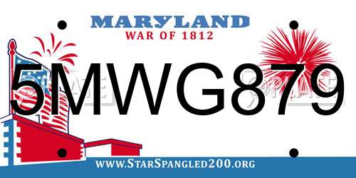 5MWG879 Maryland License Plate