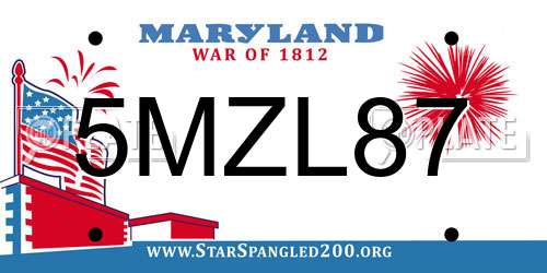 5MZL87 Maryland License Plate
