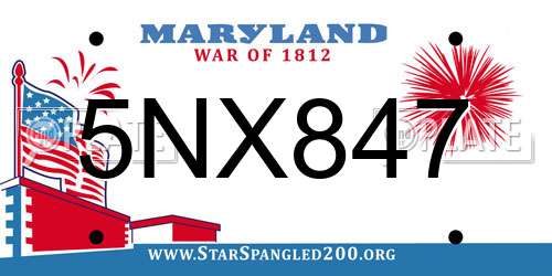 5NX847 Maryland License Plate