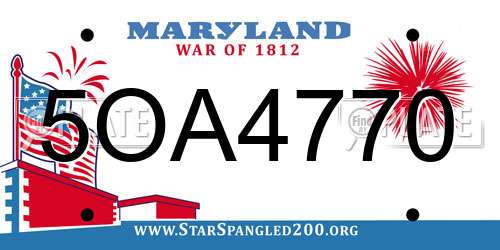 5OA4770 Maryland License Plate