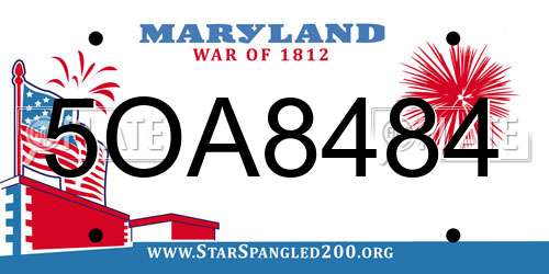 5OA8484 Maryland License Plate
